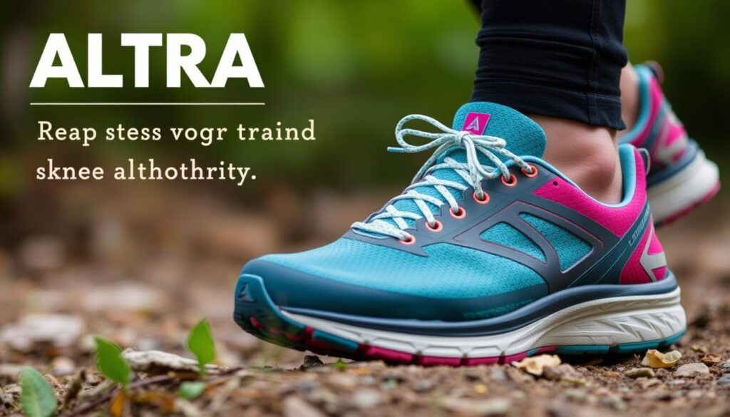Generate an image of Altra Experience Wild Trail women's shoes for knee arthritis