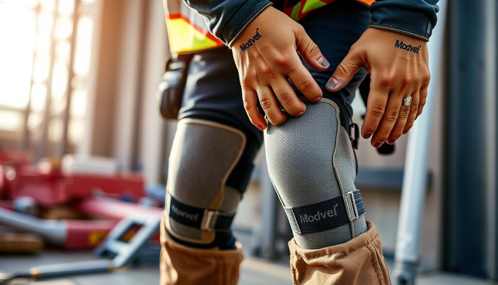 Image of Modvel Knee Braces being worn by a construction worker