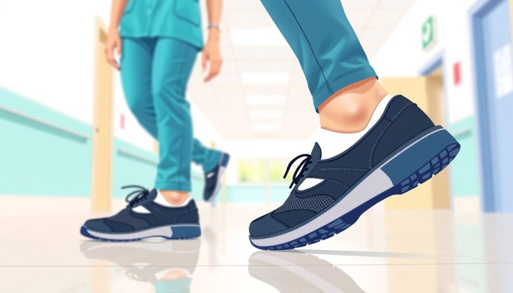 Image of a nurse wearing supportive nursing shoes