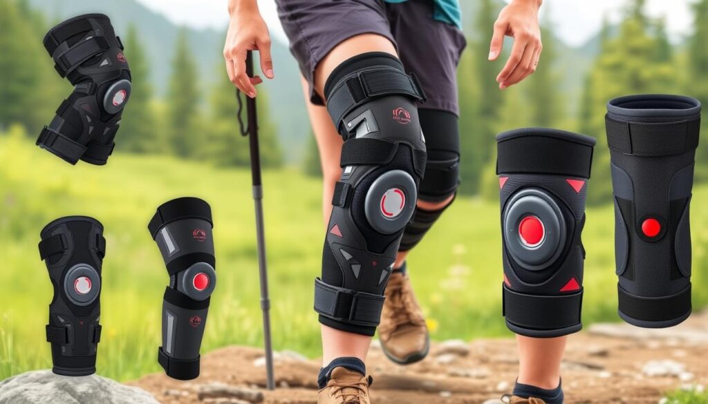 Image of different types of knee braces used for hiking Image of different types of knee braces used for hiking