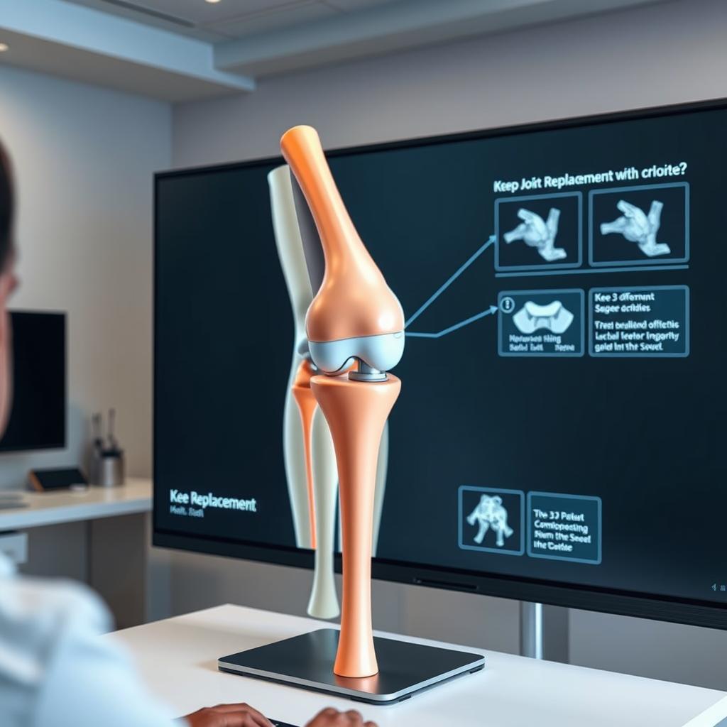 3D model explaining total knee replacement surgery procedure steps