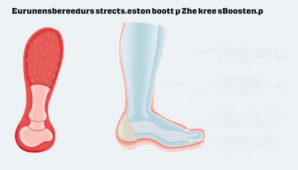 Anatomical diagram showing how knee boots provide support and relieve pressure points