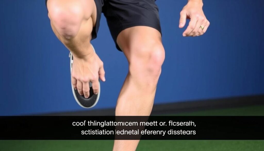 Athlete wearing a patellar tendon strap during a jumping activity