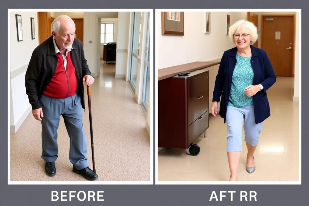Before and after comparison of knee replacement patient mobility