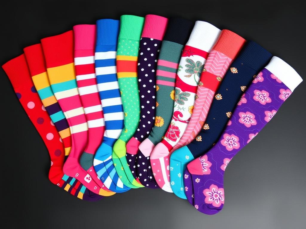Colorful collection of women's knee high support socks