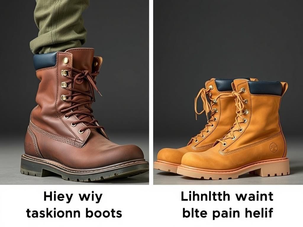 Comparison of heavy traditional boots versus lightweight knee-friendly boots