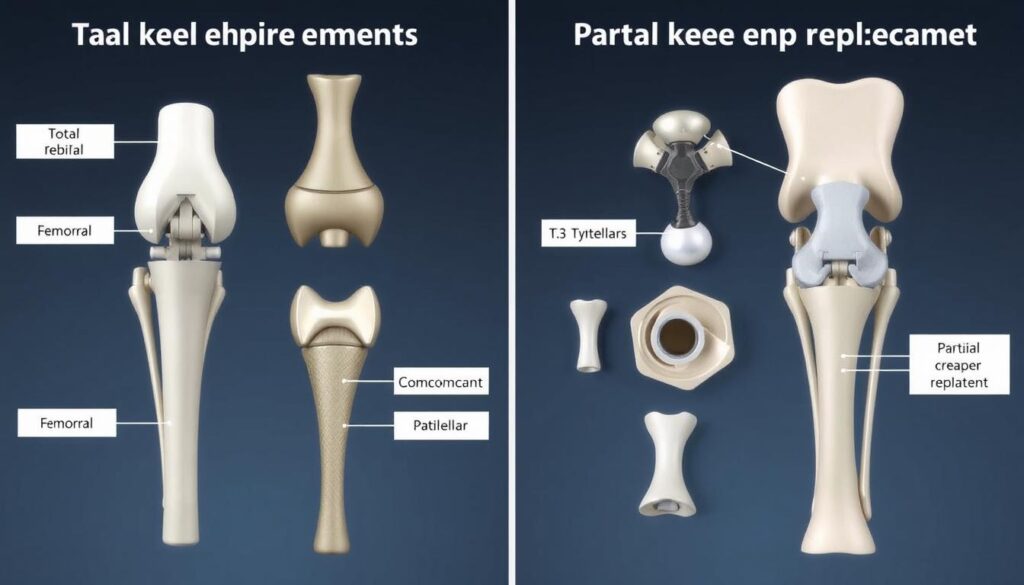 Comparison of total and partial knee replacement prosthetics
