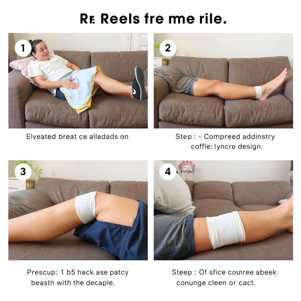 Demonstration of RICE method for knee pain relief