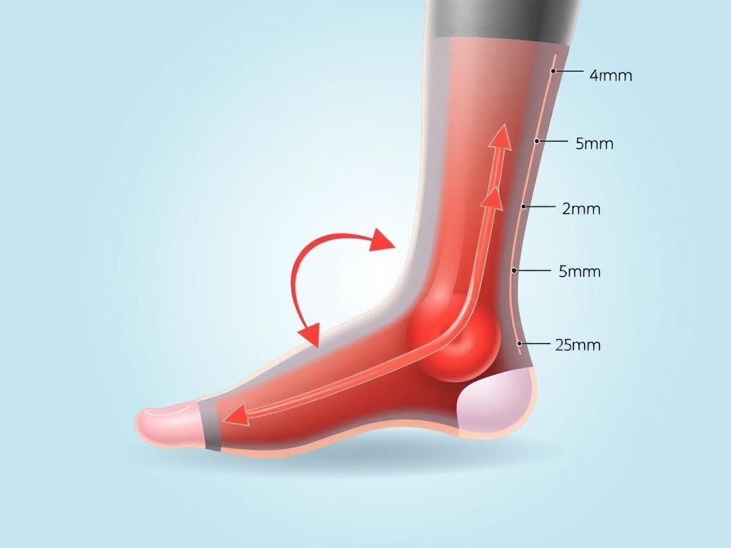 Diagram showing how graduated compression works in women's knee high compression socks