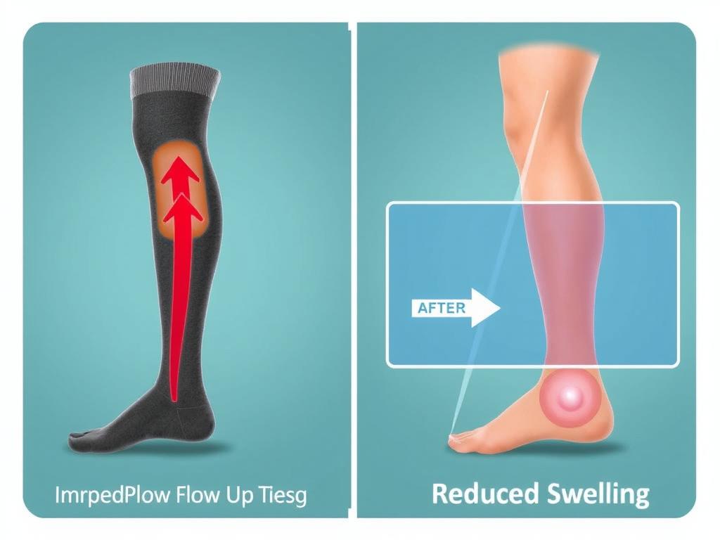 Diagram showing how knee high support socks improve circulation