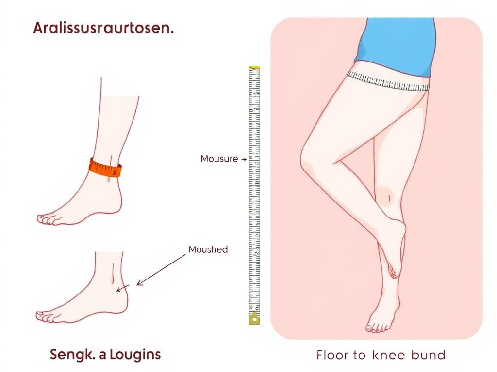 Diagram showing how to measure for knee high support socks
