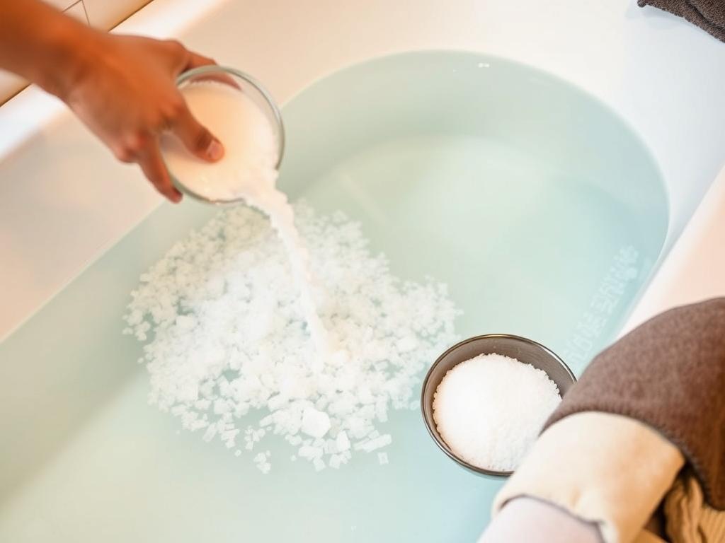 Epsom salt bath preparation for knee inflammation relief