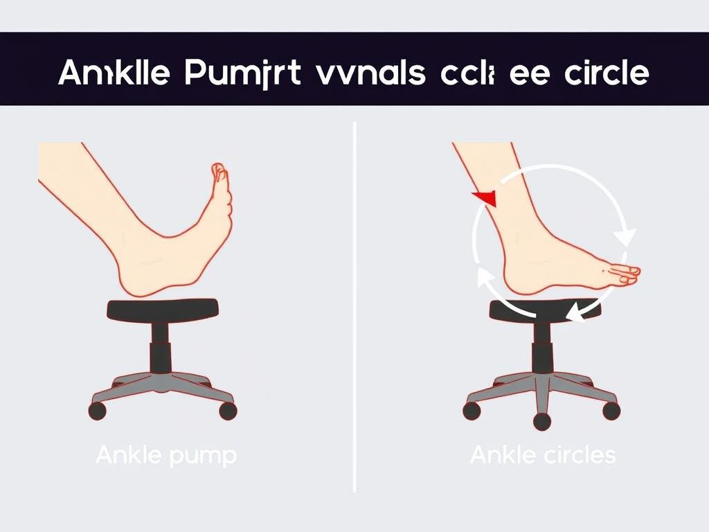 Illustration of ankle pump and circle exercises for knee pain relief