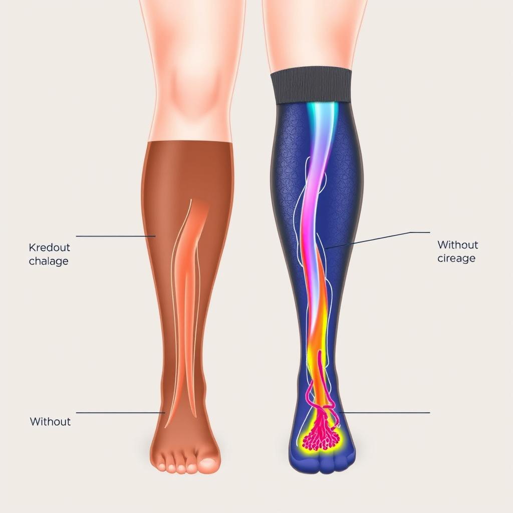 Illustration of improved circulation with women's knee high compression socks