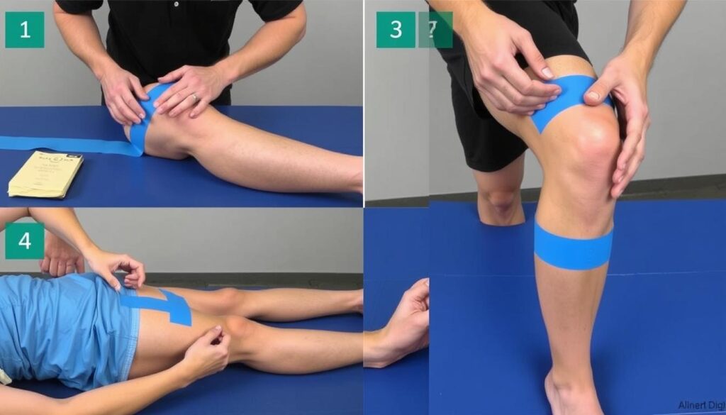 KT tape application for knee support