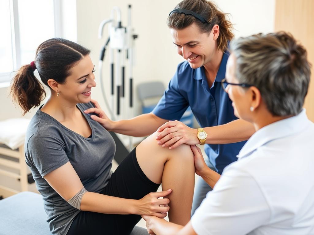 Patient doing physical therapy after knee replacement