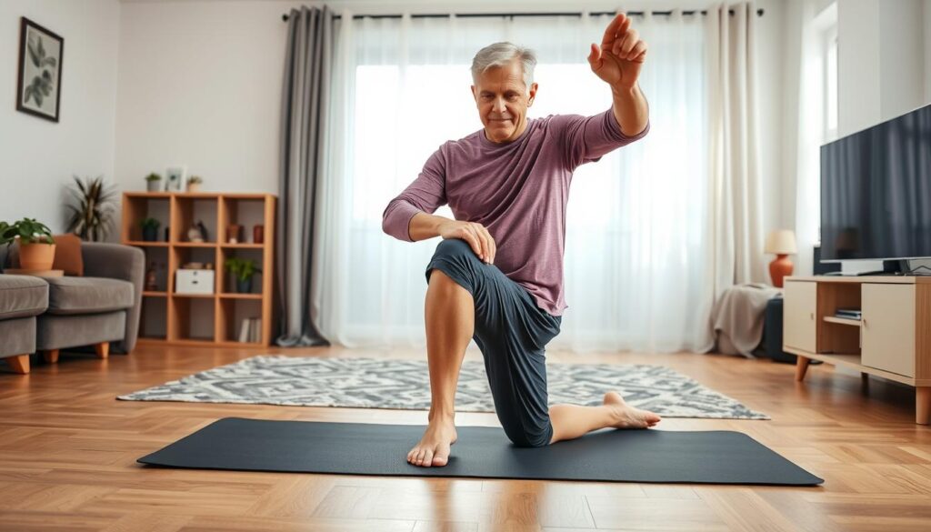 Person doing gentle knee exercises at home