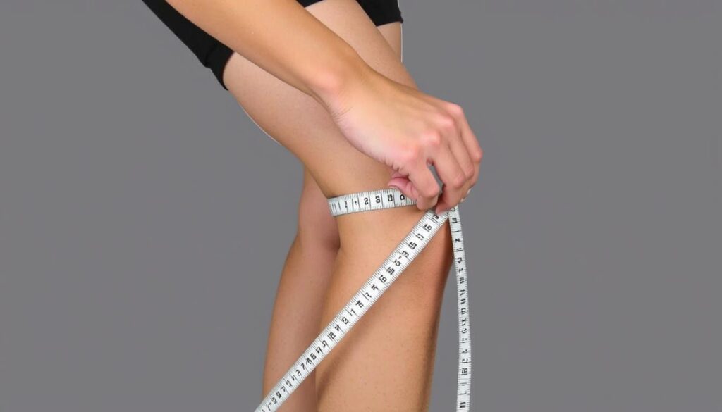 Person measuring their leg for proper copper sleeve for knee sizing