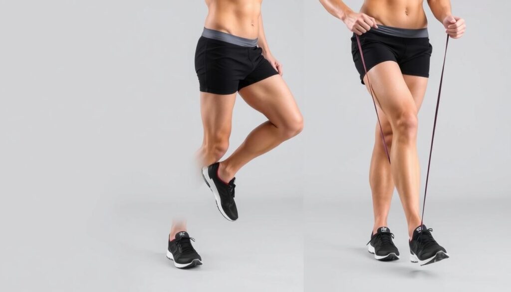 Person performing lateral band walks