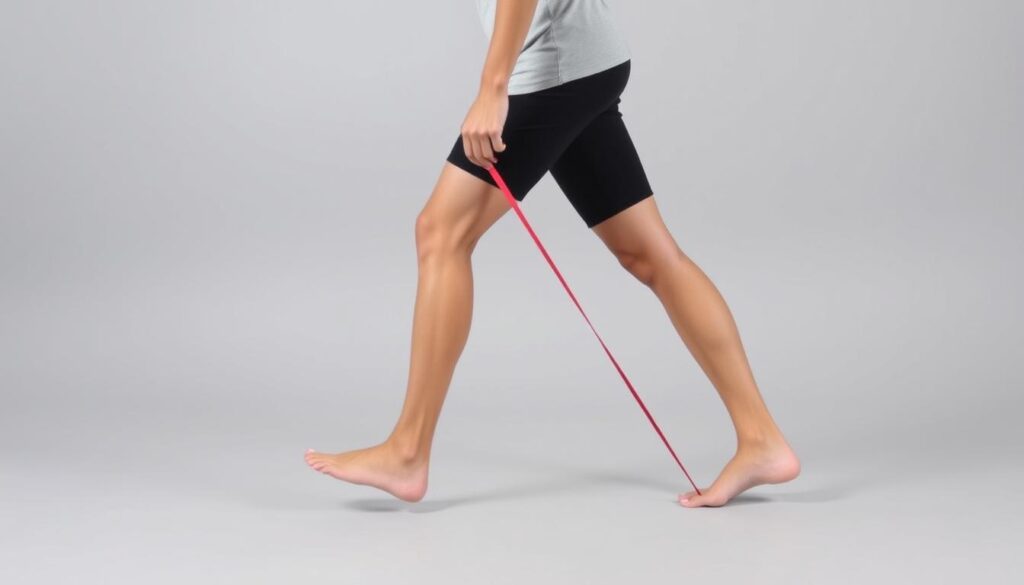 Person performing lateral walks with resistance band around knees Person performing lateral walks with resistance band around knees