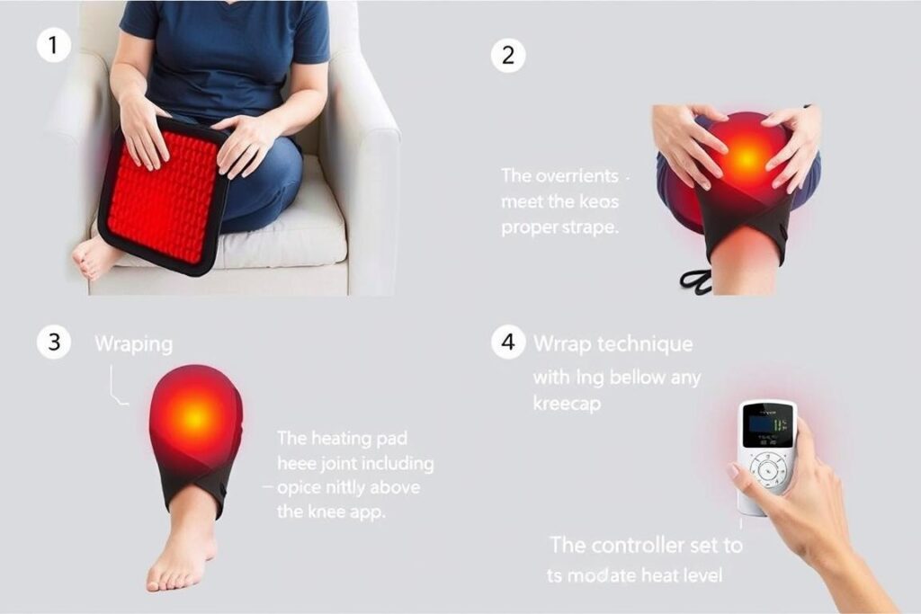 Proper positioning of heating pad on knee for arthritis relief
