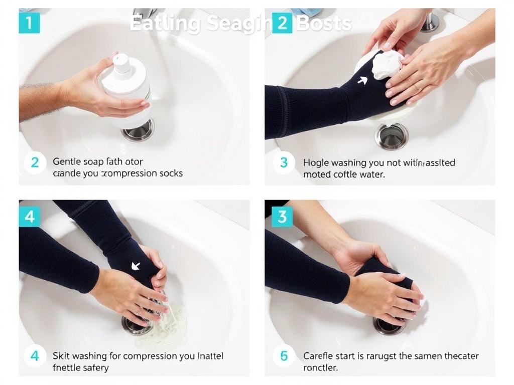 Proper washing technique for knee high support socks