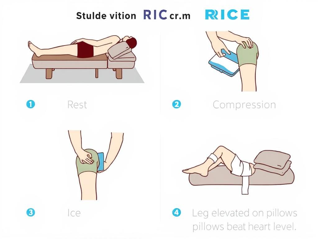 RICE method being applied to treat knee pain behind knee when bending and straightening