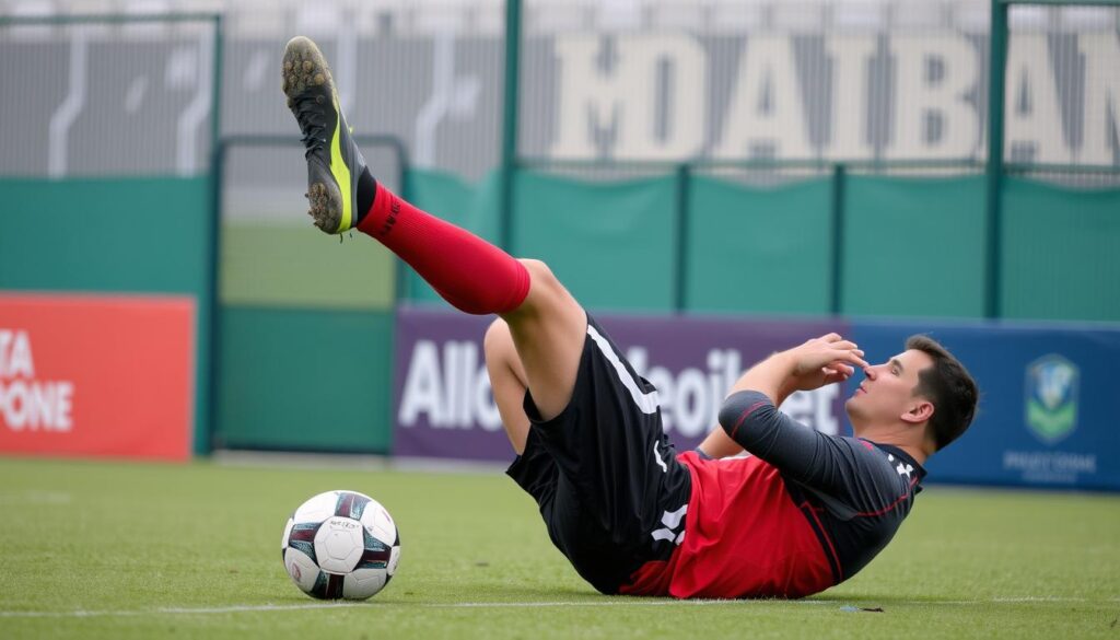 Soccer player demonstrating proper landing technique