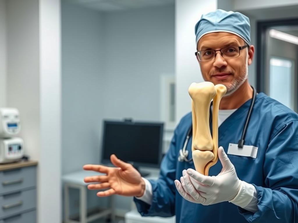Surgeon explaining total knee replacement surgery procedure