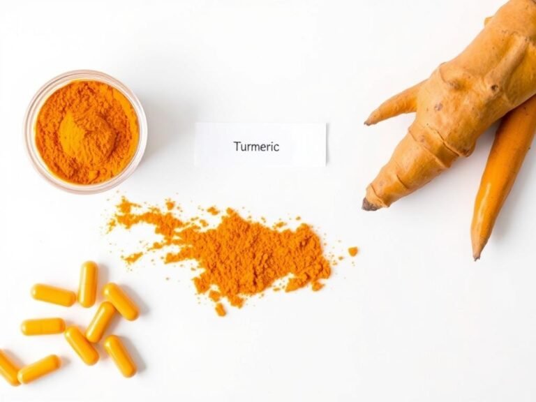 Turmeric powder and root with curcumin capsules for knee inflammation