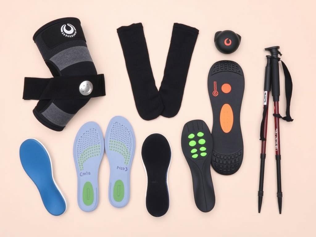 Various knee support options for hikers