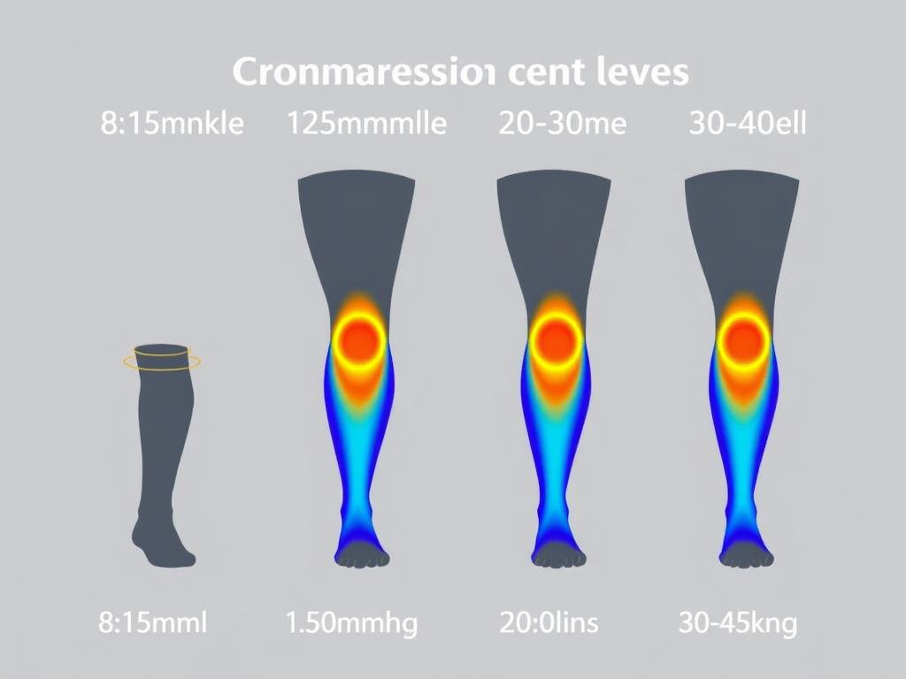 Visual representation of different compression levels in knee high socks