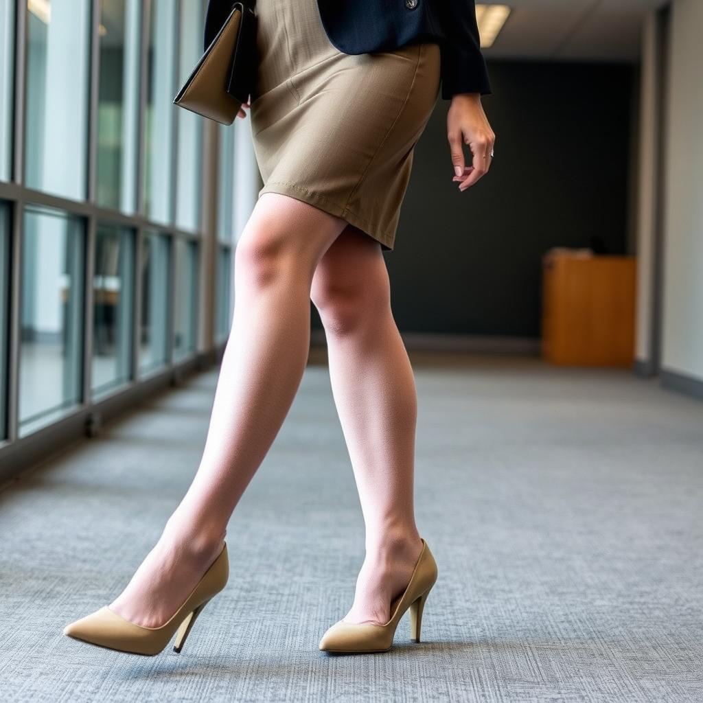 Woman wearing compression socks with professional attire