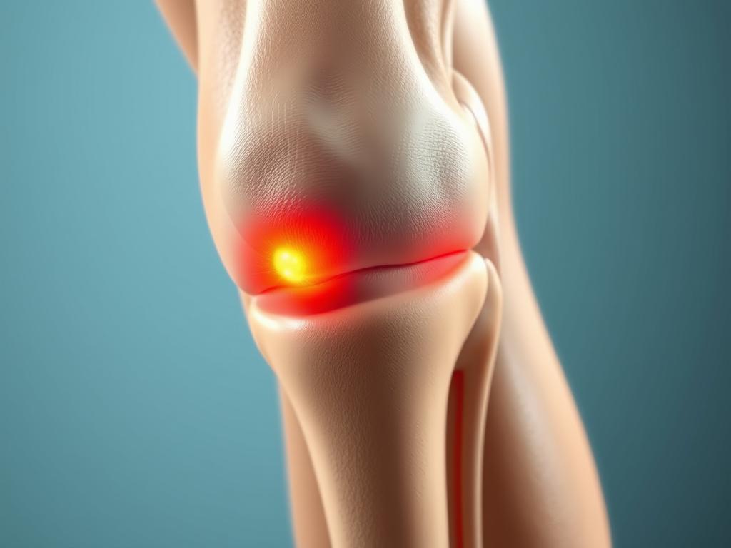 Young adult with Osgood-Schlatter Disease showing knee inflammation