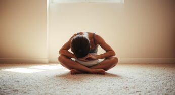 Child’s pose knee pain on carpet