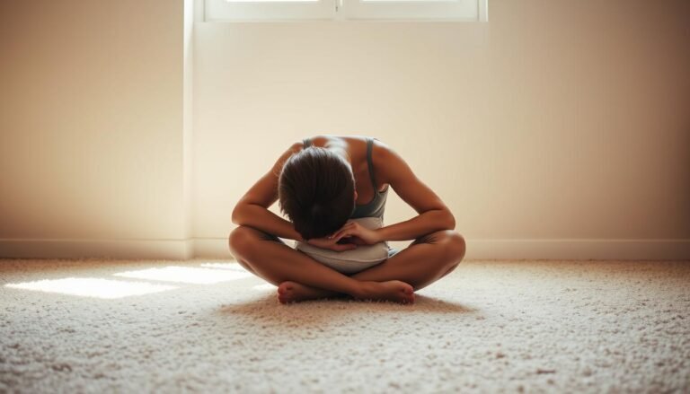Child's pose knee pain on carpet